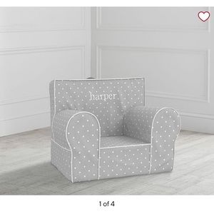 Pottery Barn slipcover for toddler chair. Embroidered with the name Lucy.